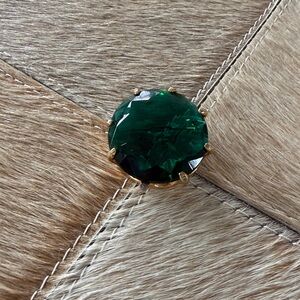 Vintage Huge Faux Emerald Green Gem Stone Brooch